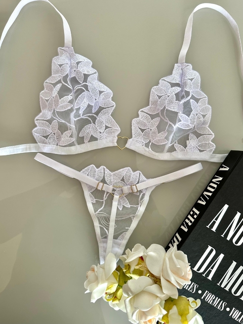 Conjunto cupido, fio dental branca
