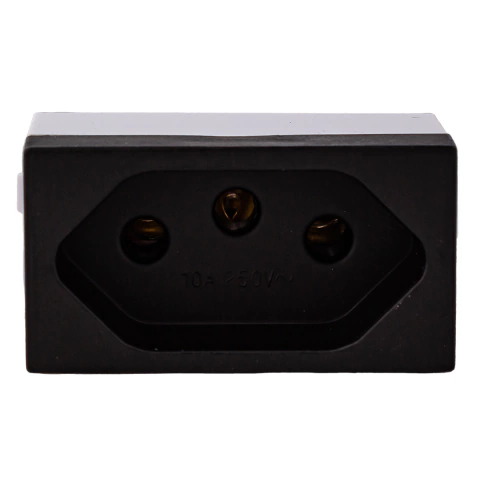 Recta Módulo Tomada 10A Preto Satin 12604-7 Blux