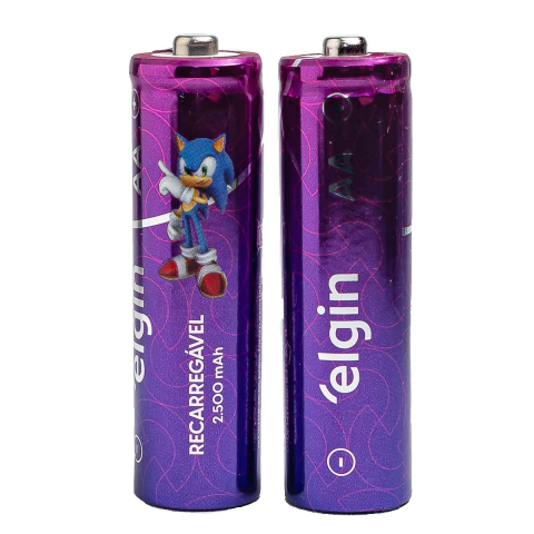 Pilha Recarregável AA 2500mAh com 2 Unidades Elgin