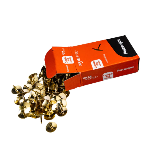 Percevejo Latonado Dourado com 100 Jocar Office