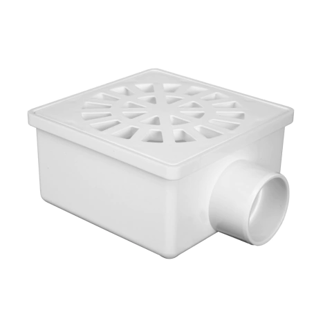 Ralo Sifonado 10 x 10cm Quadrado em PVC Branco Krona