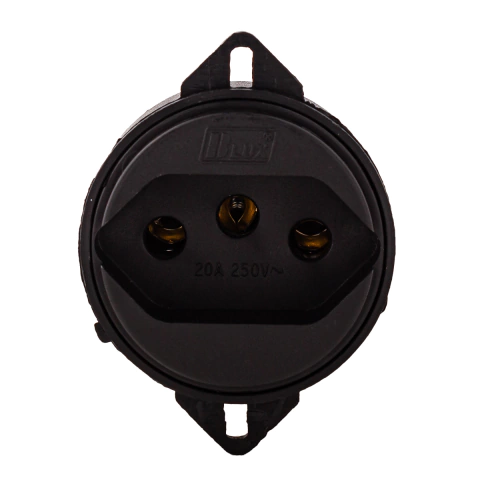 Tomada para Piso de 3 Pinos 20A Redonda 9804-3 Blux - Preto