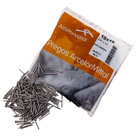 Prego Polido 10 x 10 sem Cabeça 500g Arcelor Mittal