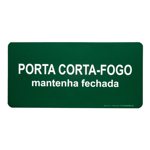 Placa de Sinalização Adesiva em PVC Verde 15 x 30cm Porta Corta Fogo 1008 Decore