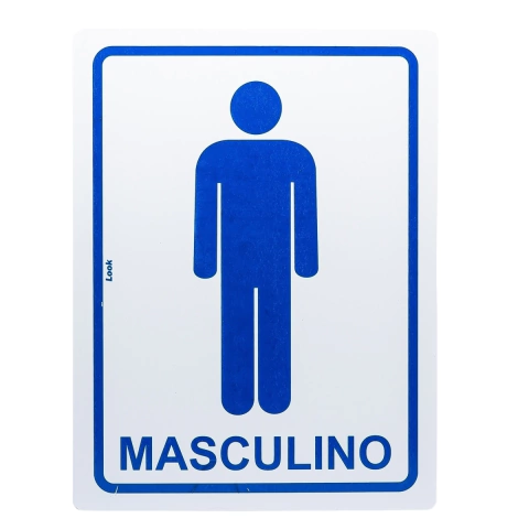 Placa de Sinalização Adesiva 15 x 20cm Sanitário Masculino Look