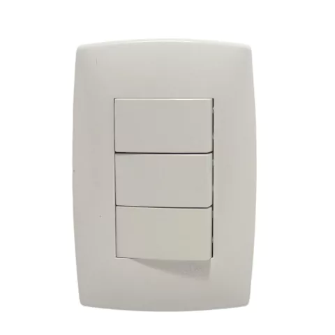 Conjunto Blux Home Interruptor Paralelo Triplo com Placa e Suporte 2x4