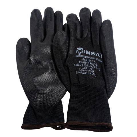 Luva de Segurança Helanca PU Preta Tamanho 9 Grande Imbat