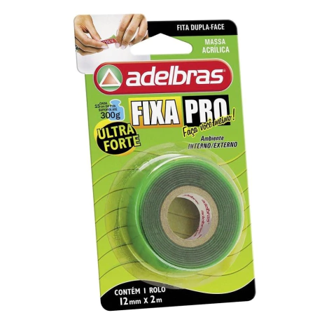 Fita Dupla Face Fixa Pro 12mm x 2 Metros Transparente Adelbras