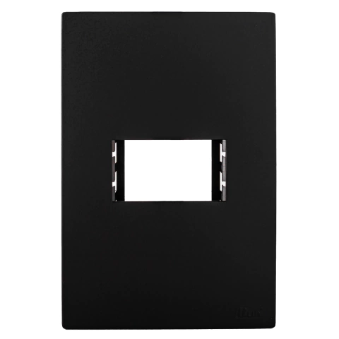 Recta Placa 2x4 para 1 Módulo Horizontal Preto Satin 15469-5 Blux
