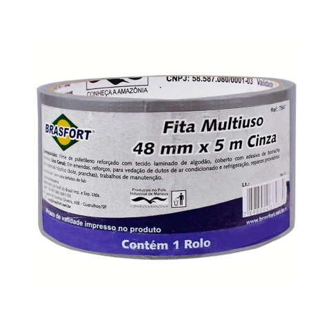 Fita Silver Tape Prata 48mm x 5m Brasfort