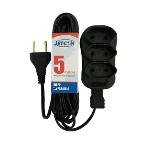 Extensão de 5m 2 x 0,75mm com 3 Tomadas de 2 Pinos Jetcon
