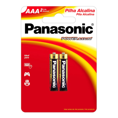 Pilha AAA Alcalina Palito Panasonic com 2 Unidades