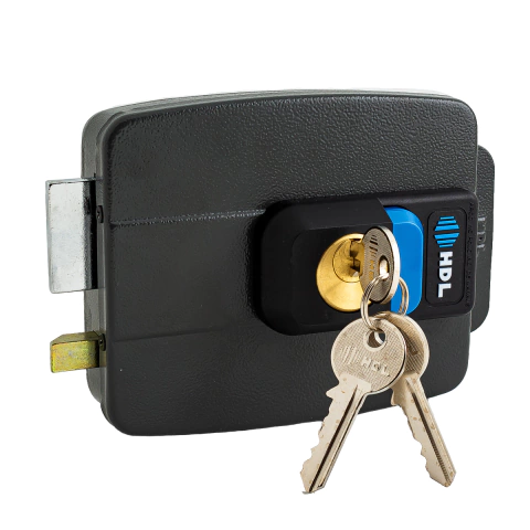 Fechadura Elétrica de Sobrepor C-90 Ajustável com Botão Cinza HDL