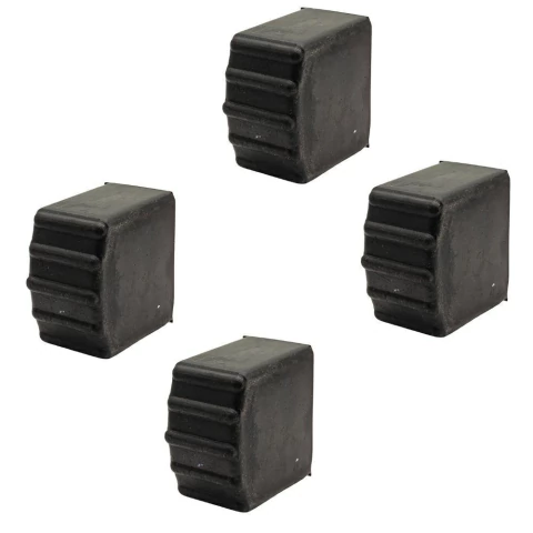 Kit com 4 Ponteiras para Escada Externa Reforçada Quadrada 20 x 40mm de Borracha Preta