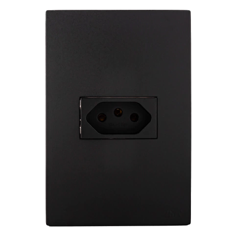 Recta Tomada 10A com Placa 2x4 Preto Satin 12154-1 Blux