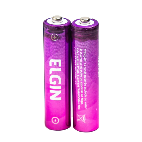 Pilha Recarregável AAA 1000mAh com 2 Unidades Elgin