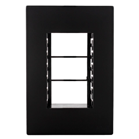 Recta Placa 2x4 para 3 Módulos Preto Satin 15496-2 Blux