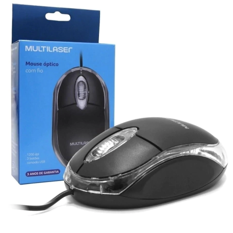 Mouse Óptico com Fio 1200dpi MO300 Multilaser