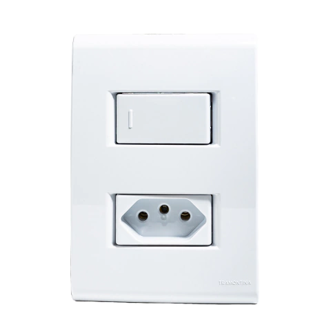Liz Interruptor Simples + Tomada 10A com Placa 2x4 57170/064 Tramontina