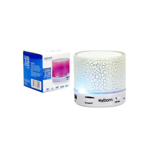 Caixa de Som CS-A12BT com LED colorido Bluetooth/Cartão de Memória/Rádio FM/USB Exbom