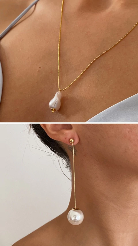 Kit Colar e brinco pérola