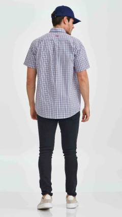 CAMISA TXC MASCULINA MANGA CURTA TRICOLINE BORDADA XADREZ - SELARIA GUIMARÃES