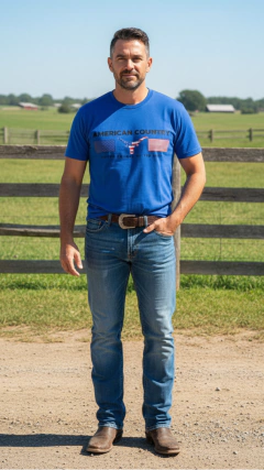 CAMISA AMERICAN COUNTRY MASCULINA BASICA AZUL BIC SILKADA na internet