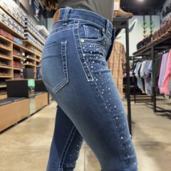 CALÇA DOCK'S FEMININA FLARE PEDRARIA DETALHE LEVANTA BUMBUM - comprar online