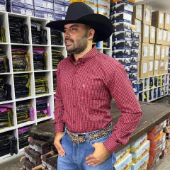 CAMISA RADADE MANGA LONGA MASCULINA XADREZ VERMELHO PRETO - SELARIA GUIMARÃES