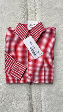 CAMISETE INFANTIL FEMININA XADREZ VERMELHA BRANCA