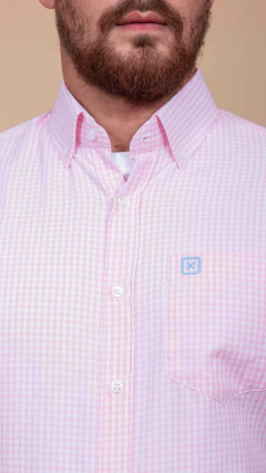 CAMISA TXC MASCULINA XADREZ MANGA CURTA ROSA E BRANCO - comprar online