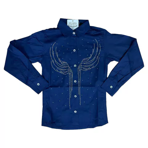 CAMISETE WEST COUNTRY INFANTIL MARINHO BORDADO FRENTE COSTAS