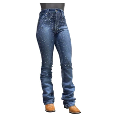 CALÇA DOCK'S FEMININA FLARE PEDRARIA DETALHE LEVANTA BUMBUM