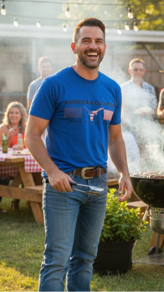 CAMISA AMERICAN COUNTRY MASCULINA BASICA AZUL BIC SILKADA - comprar online