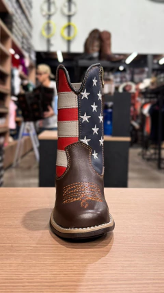 BOTA TEXANA INFANTIL CANO BANDEIRA USA FLORAO - COURO - loja online