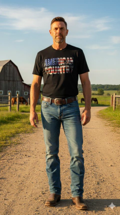 Imagem do CAMISA AMERICAN COUNTRY MASCULINA BASICA PRETA SILKADA