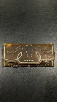 CARTEIRA GOYAZES BOVINA COURO DALLAS OCRE C-2517 - SELARIA GUIMARÃES