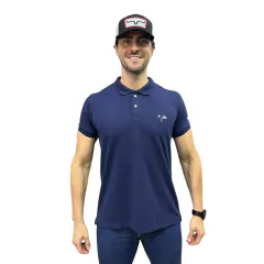 CAMISA MASCULINA GOLA POLO THANKFIELD BORDADA AZUL MARINHO