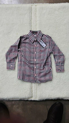 CAMISA MASCULINA INFANTIL XADREZ MANGA LONGA VERDE VINHO - comprar online