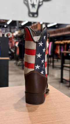 BOTA TEXANA INFANTIL CANO BANDEIRA USA FLORAO - COURO - comprar online