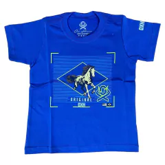 CAMISETA OX HORNS MASCULINA INFANTIL AZUL ESTAMPA CAVALO