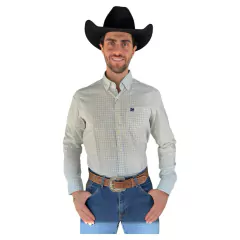 CAMISA THANKFIELD MASCULINA MANGA LONGA XADREZ VERDE E AZUL