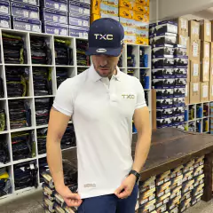CAMISA GOLA POLO TXC MASCULINA BRANCO REGULAR CUSTOM BORDADO APLICADO na internet