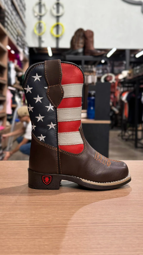 BOTA TEXANA INFANTIL CANO BANDEIRA USA FLORAO - COURO - comprar online
