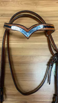 CABEÇADA NOGUEIRA DE COURO LEGITIMO MARROM FIVELA FLOR - loja online