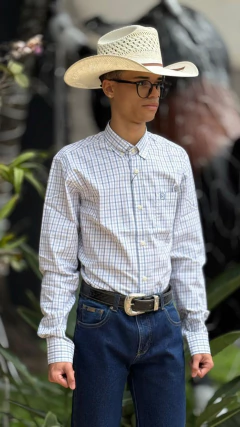 CAMISA TXC MASCULINA MANGA LONGA TRICOLINE BORDADA BRANCO / AZUL - comprar online