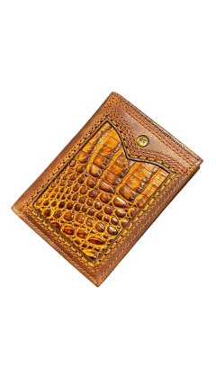 CARTEIRA GOYAZES COURO DALLAS TERRA BARRIGA JACARE C-2334