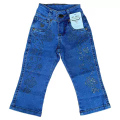 CALÇA RACE BULL FEMININA INFANTIL DELAVE BORDADO EM STRASS