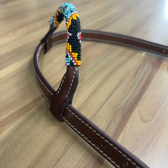 CABEÇADA 1 ORELHA IMPORTADA BOOTS HORSE MIÇANGA VERDE LARANJA PRETO - SELARIA GUIMARÃES