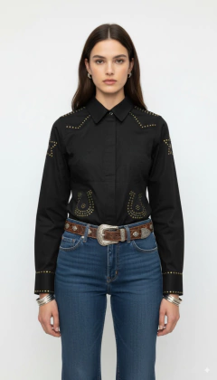 CAMISA FEMININA SELFF WESTERN MANGA LONGA PRETA - comprar online